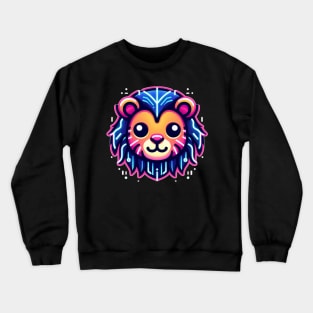 neon cyberpunk lion graphic Crewneck Sweatshirt